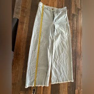 Maeve Anthropologie Wide Leg Cropped Raw Hem Jeans Light Wash